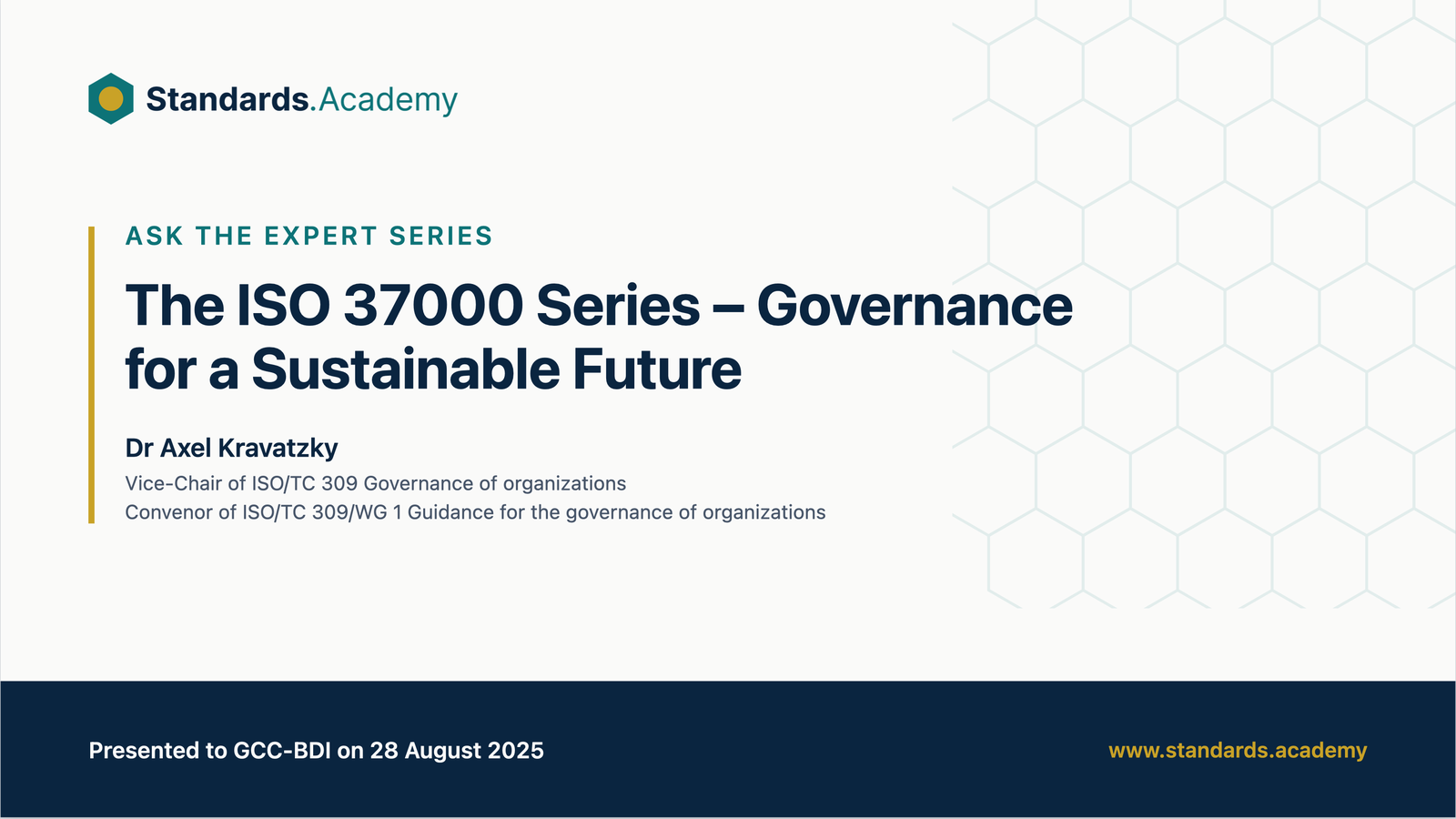 The ISO 37000 Series – Governance for a Sustainable Future